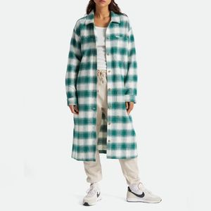 NWT Brixton Clover Green Plaid Bowery Flannel Duster XS
